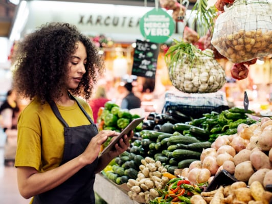 Merchant on their phone using Virtual Terminal