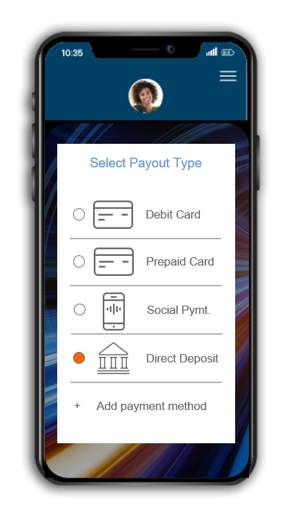 Select Payout Type View
